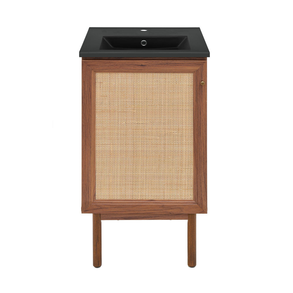 Swiss Madison Classe 18 in. Brown Oak Bathroom Vanity With Black Ceram ...
