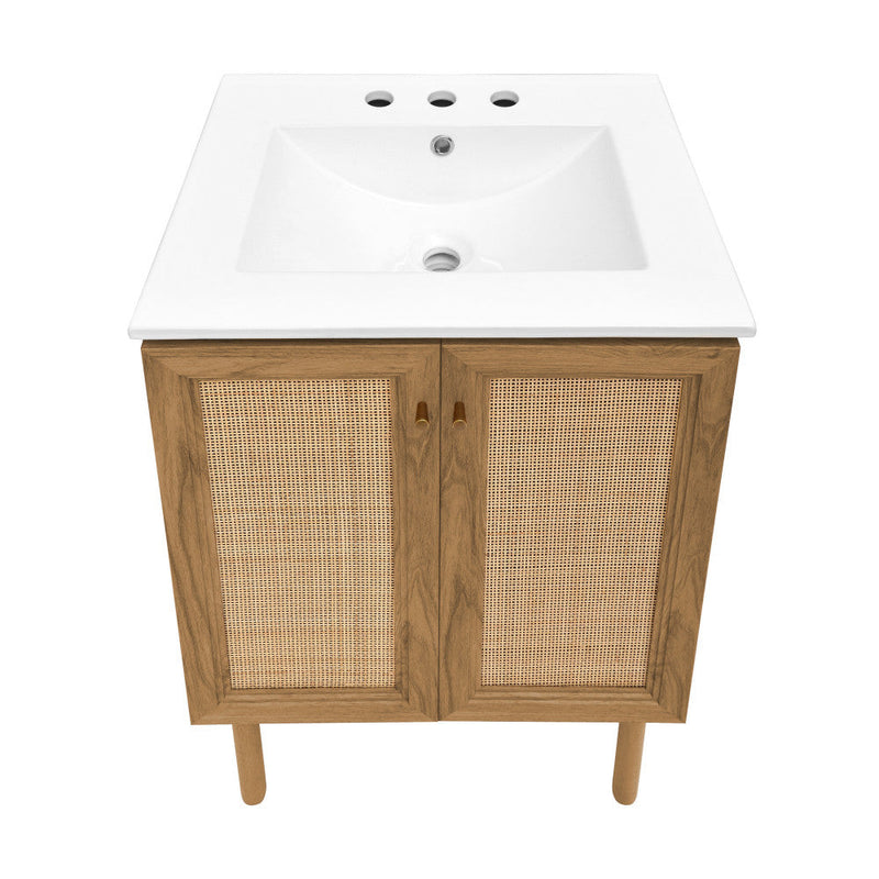 Swiss Madison Classe 24 in. Oak Bathroom Vanity With White, 3-Hole Ceramic Sink Top - SM-BV662-3