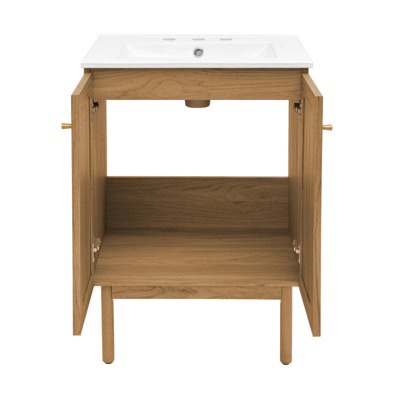 Swiss Madison Classe 24 in. Oak Bathroom Vanity With White, 3-Hole Ceramic Sink Top - SM-BV662-3