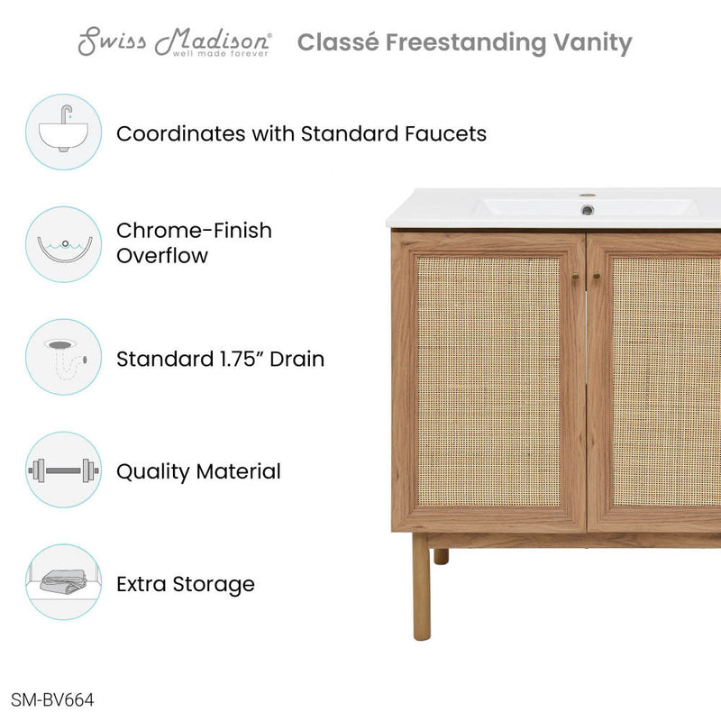 Swiss Madison Classe 30" Bathroom Vanity in Oak - SM-BV664