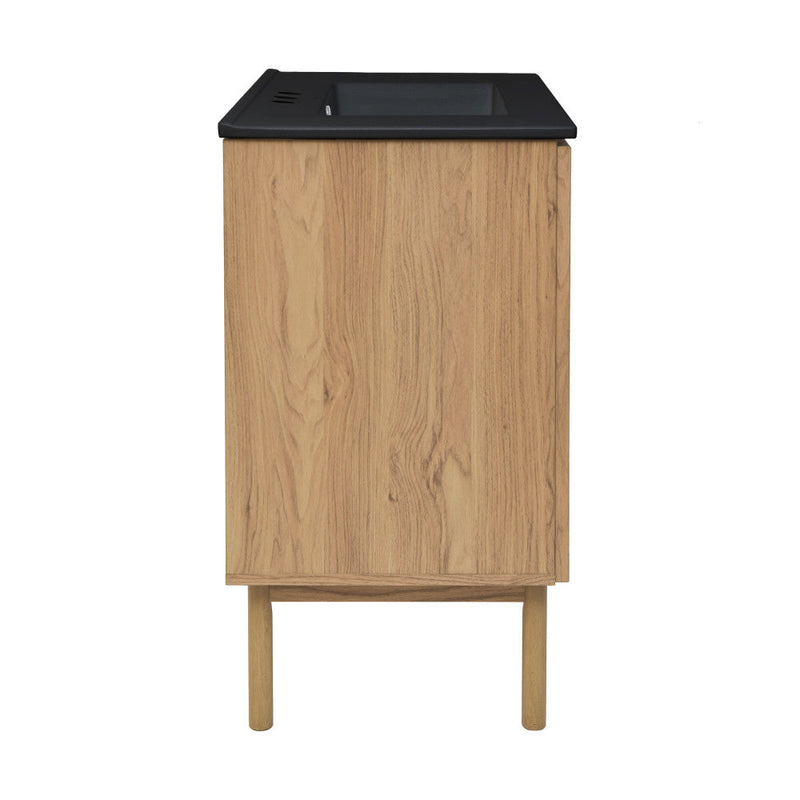 Swiss Madison Classe 30 in. Brown Oak Bathroom Vanity With Black, 3-Hole Ceramic Sink Top - SM-BV664-3MB