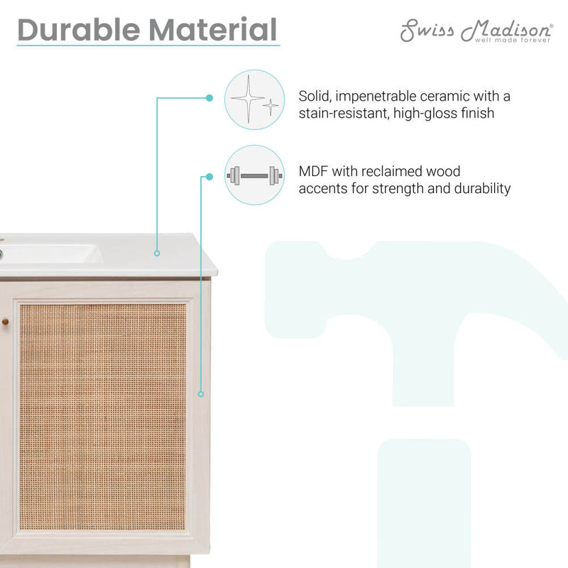 Swiss Madison Classe 36" Bathroom Vanity in White Oak - SM-BV663W