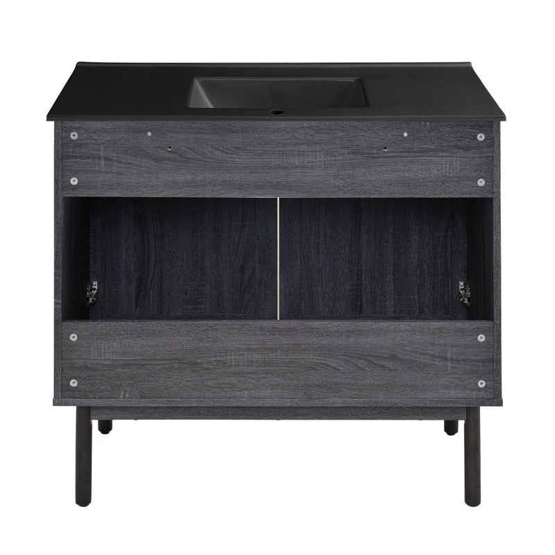Swiss Madison Classe 36 in. Black Oak Bathroom Vanity With Black Ceramic Sink Top - SM-BV663BMB