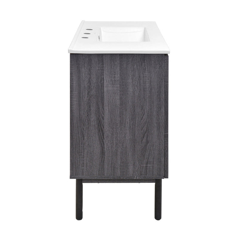 Swiss Madison Classe 36 in. Black Oak Bathroom Vanity With White, 3-Hole Ceramic Sink Top - SM-BV663B-3
