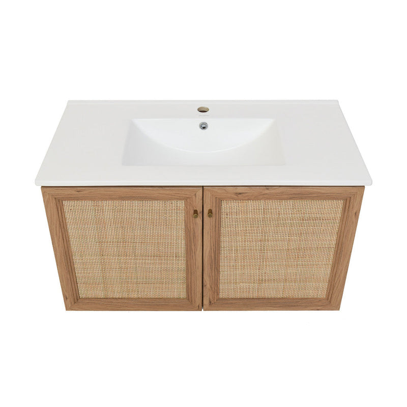 Swiss Madison Classe 36" Wall-Mounted Bathroom Vanity in Oak - SM-BV667
