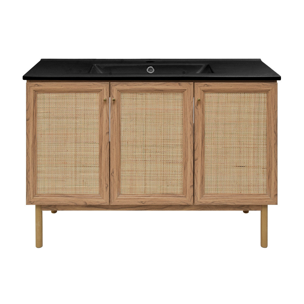 Swiss Madison Classe 48 in. Brown Oak Bathroom Vanity With Black Ceram ...