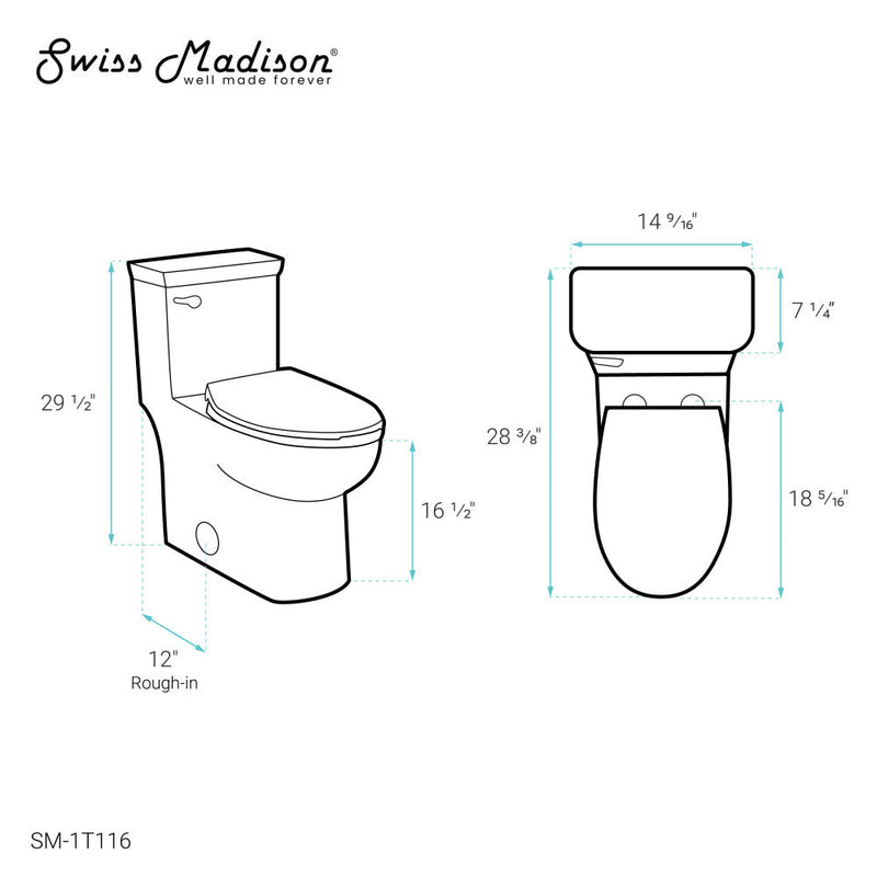 Swiss Madison Classe One-Piece Toilet with Front Flush Handle 1.28 gpf - SM-1T116