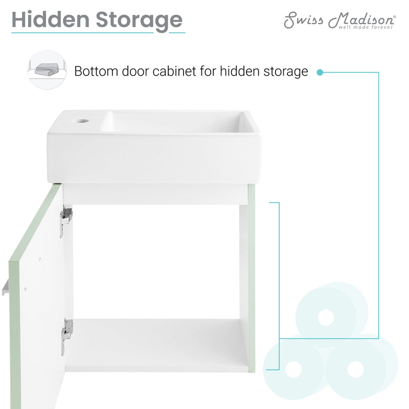 Swiss Madison Colmer 18" Wall-Mounted Bathroom Vanity in Mint - SM-BV615