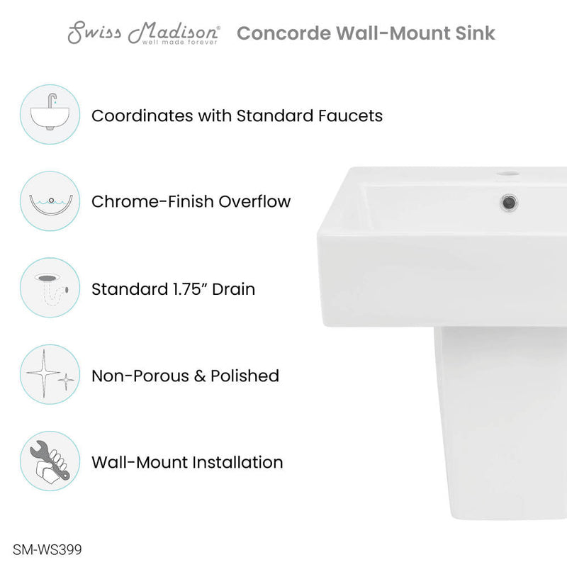 Swiss Madison Concorde 21" Two-Piece Wall-Mount Bathroom Sink - SM-WS399