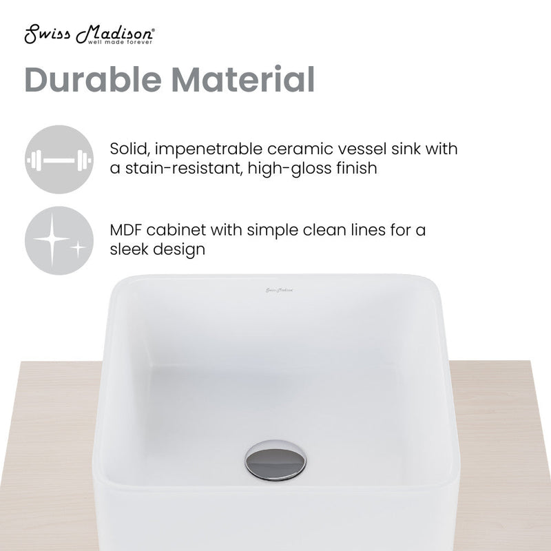 Swiss Madison Concorde 24'' Wall-Hung Vanity In White Oak - SM-BV155WK