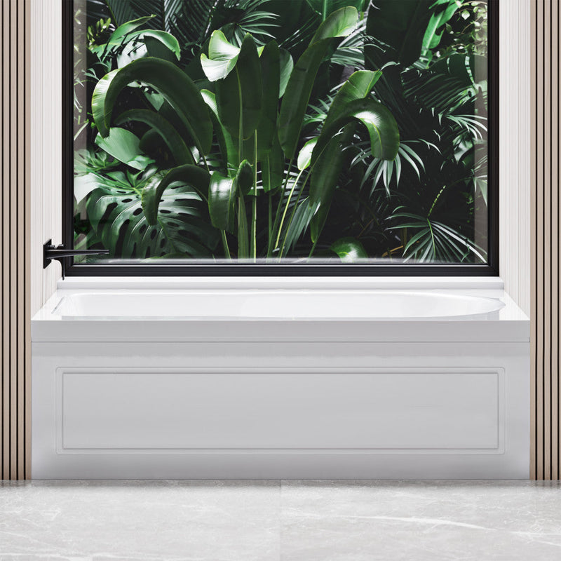 Swiss Madison Concorde 60" x 32" Acrylic Glossy White, Alcove, Integral, Left-Hand Drain, Apron Bathtub - SM-AB561