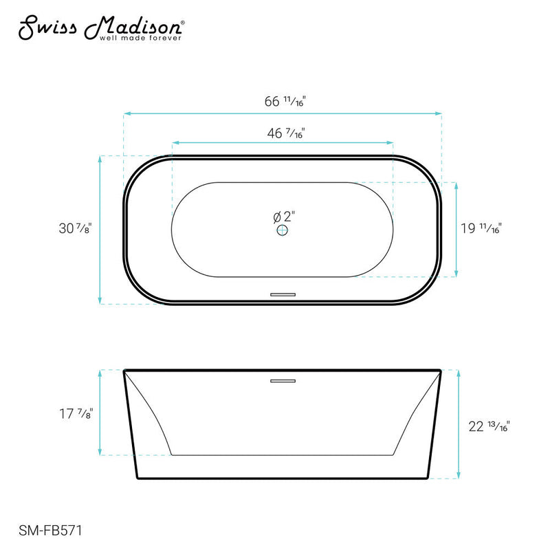 Swiss Madison Concorde 67" Freestanding Bathtub - SM-FB571