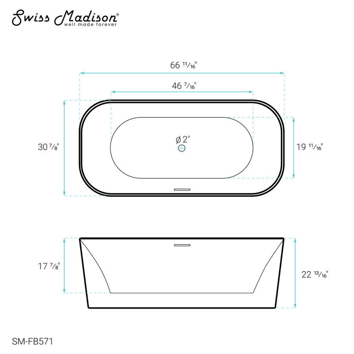 Swiss Madison Concorde 67" Freestanding Bathtub - SM-FB571