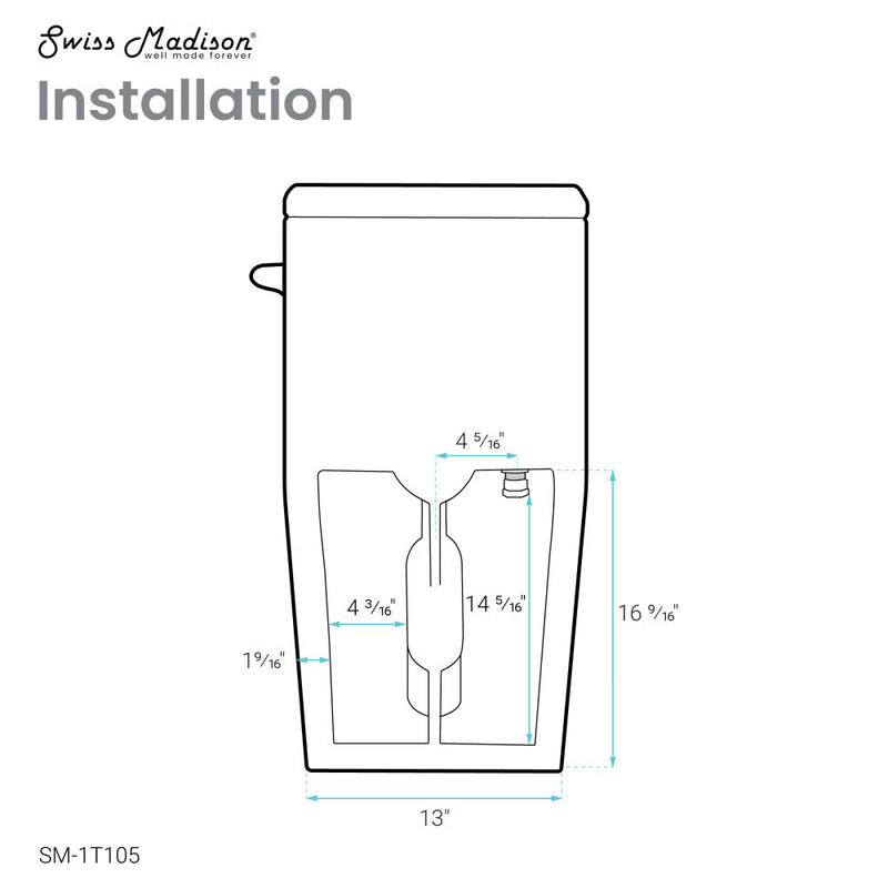 Swiss Madison Concorde One Piece Square Right Side Flush Handle Toilet 1.28 gpf - SM-1T105