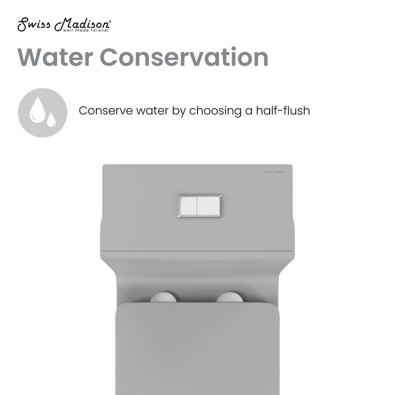 Swiss Madison Concorde One Piece Square Toilet Dual Flush in Matte Grey 1.1/1.6 gpf - SM-1T106MG