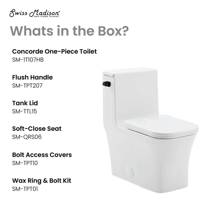 Swiss Madison Concorde One-Piece Square Toilet Side Flush, Black Hardware 1.28 gpf - SM-1T107HB