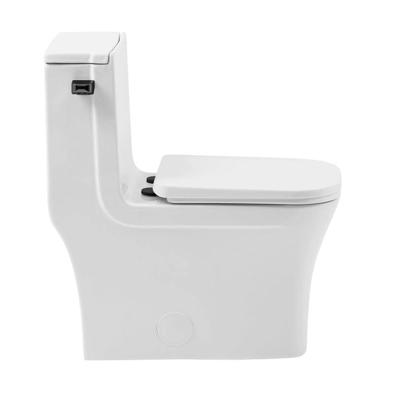 Swiss Madison Concorde One-Piece Square Toilet Side Flush, Black Hardware 1.28 gpf - SM-1T107HB