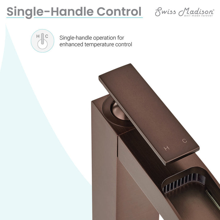 Swiss Madison Concorde Single Hole, Single-Handle, High Arc Waterfall, Bathroom Faucet in Oil Rubbed Bronze - SM-BF51OR