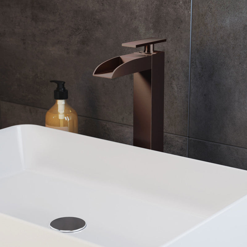 Swiss Madison Concorde Single Hole, Single-Handle, High Arc Waterfall, Bathroom Faucet in Oil Rubbed Bronze - SM-BF51OR