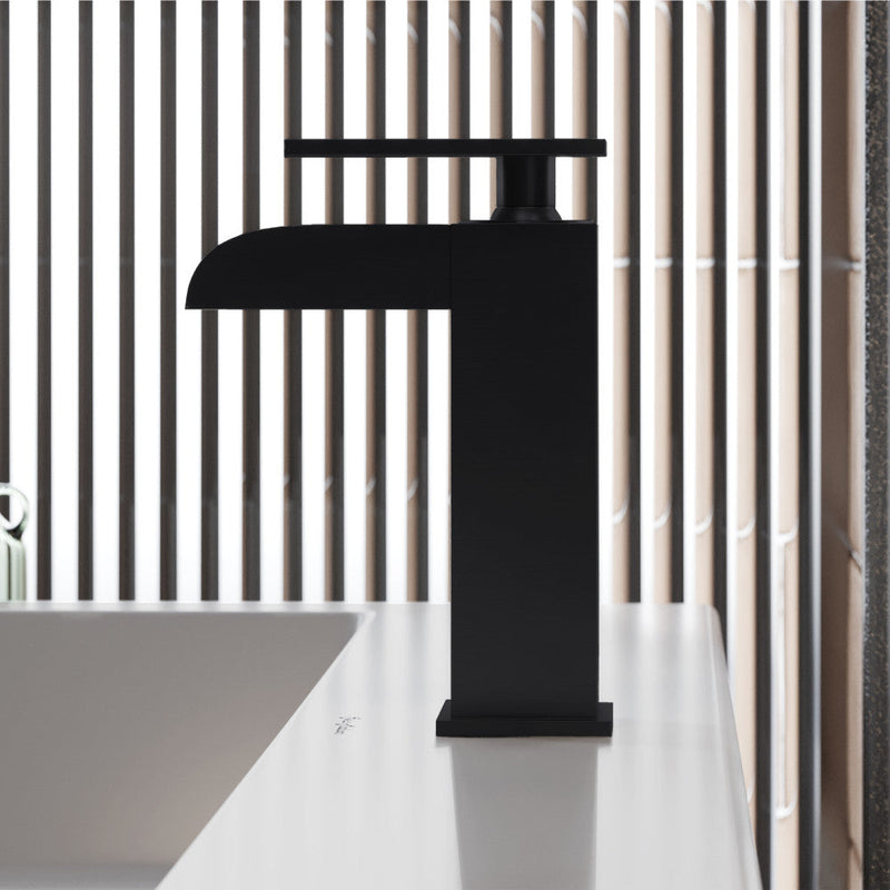 Swiss Madison Concorde Single Hole, Single-Handle, Waterfall Bathroom Faucet in Matte Black - SM-BF50MB