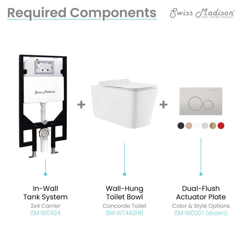 Swiss Madison Concorde Wall hung Toilet Bowl, Black Hardware - SM-WT442HB