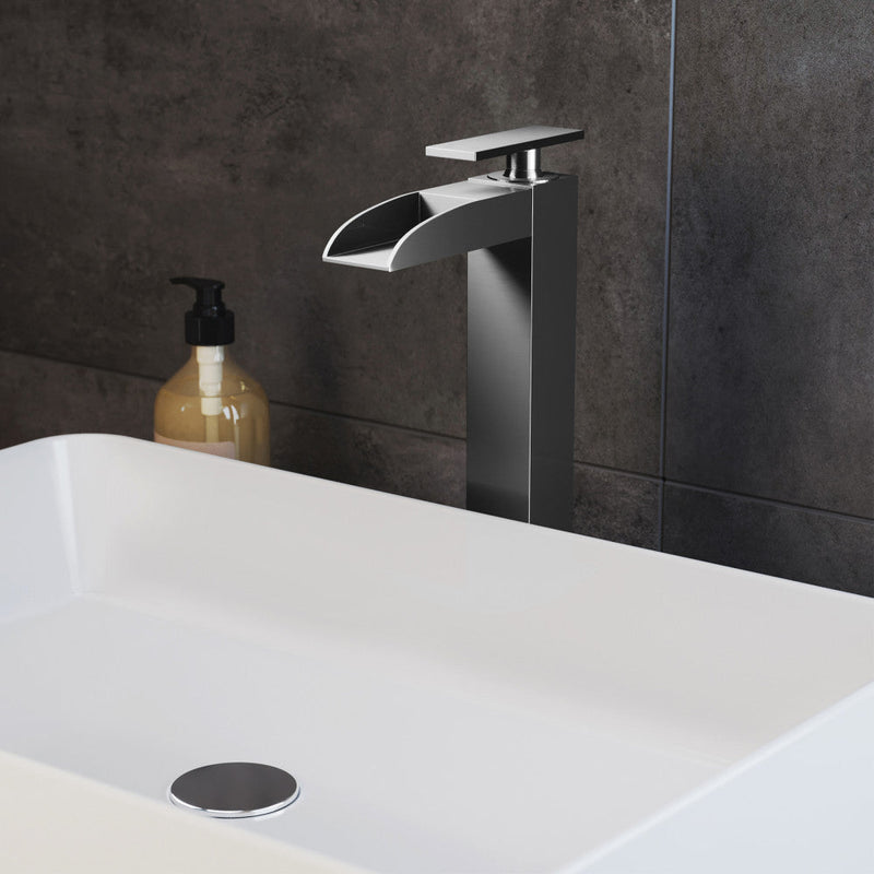 Swiss Madison Concorde Single Hole, Single-Handle, High Arc Waterfall, Bathroom Faucet in Brushed Nickel - SM-BF51BN