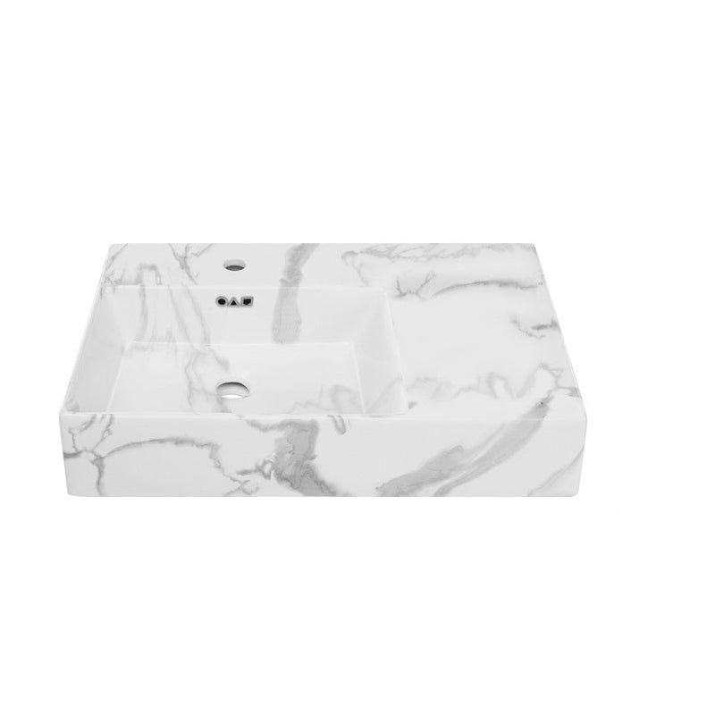 Swiss Madison St. Tropez 24" Left Side Faucet Wall-Mount Bathroom Sink in White Marble - SM-WSM322W1