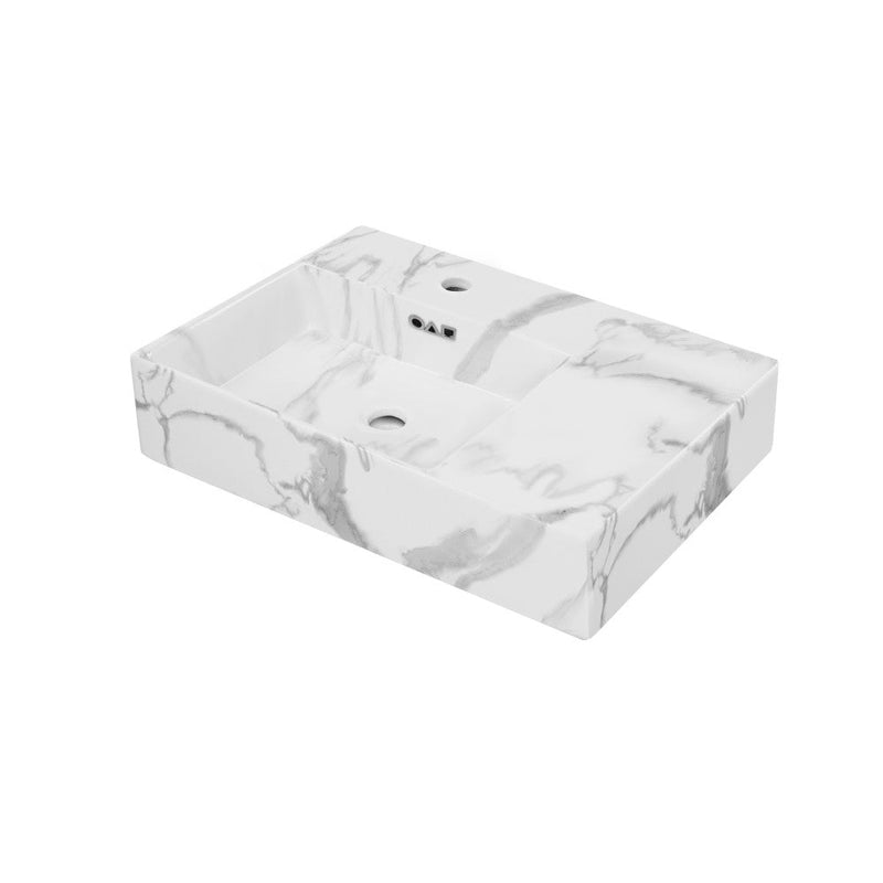 Swiss Madison St. Tropez 24" Left Side Faucet Wall-Mount Bathroom Sink in White Marble - SM-WSM322W1