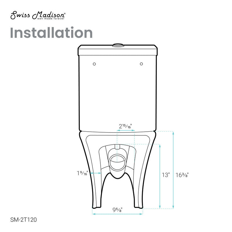 Swiss Madison Calice Two-Piece Elongated Rear Outlet Toilet Dual-Flush 1.1/1.6 gpf - SM-2T120