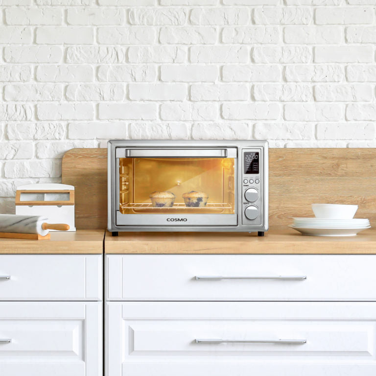 Cosmo 32 QT Electric Air Fryer Toaster Oven with 8 Oven Functions in Stainless Steel COS-317AFOSS