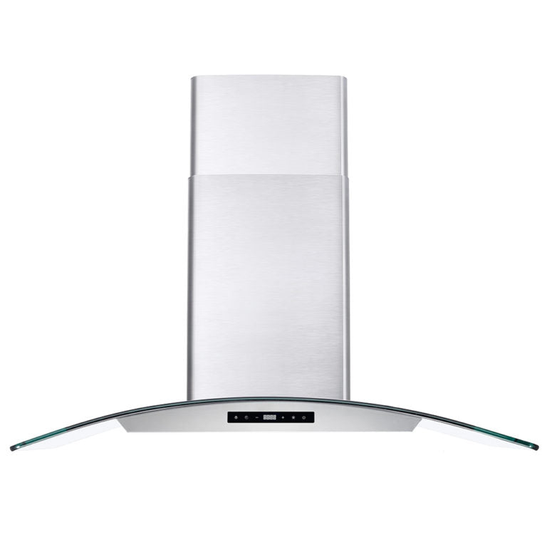 Cosmo 36" Stainless Steel Wall Mount Range Hood with Glass Canopy, Digital Touch Controls and Dishwasher Safe Permanent Filters COS-668AS900