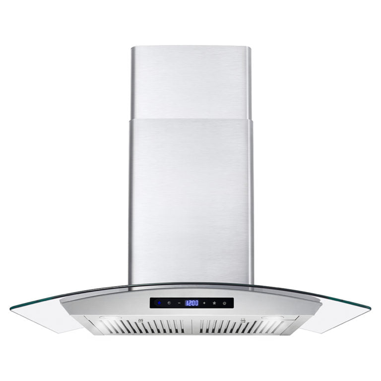 Cosmo 30" Stainless Steel Wall Mount Range Hood with Glass Canopy, Digital Touch Controls and Dishwasher Safe Permanent Filters COS-668WRCS75