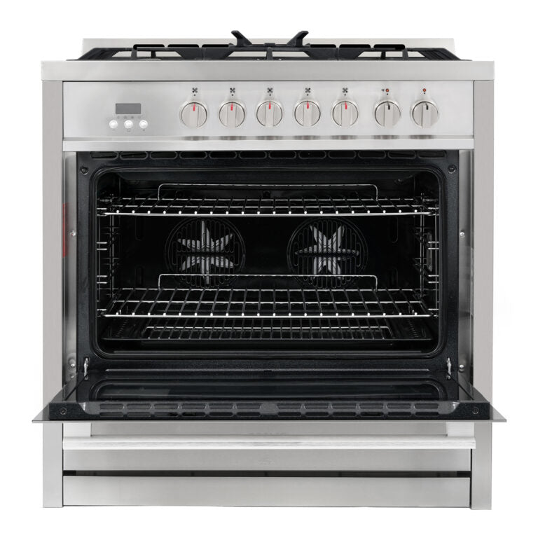 Cosmo 36" Dual Fuel Range with 5 Sealed Gas Burners and Turbo True European Convection Oven F965NF