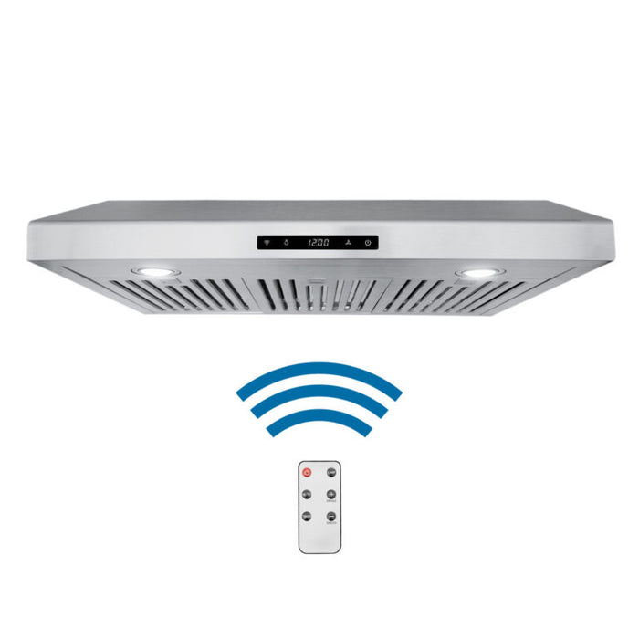 Cosmo 30" Stainless Steel Under Cabinet Range Hood with Dishwasher Safe Permanent Filters, Remote and Digital Touch Controls COS-KS6U30