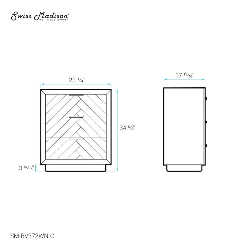 Swiss Madison Daxton 24" Bathroom Vanity in Walnut Cabinet - SM-BV372WN-C