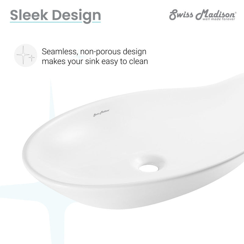 Swiss Madison Daxton Glossy White Ceramic Specialty Vessel Sink 25.5 in - SM-VS279