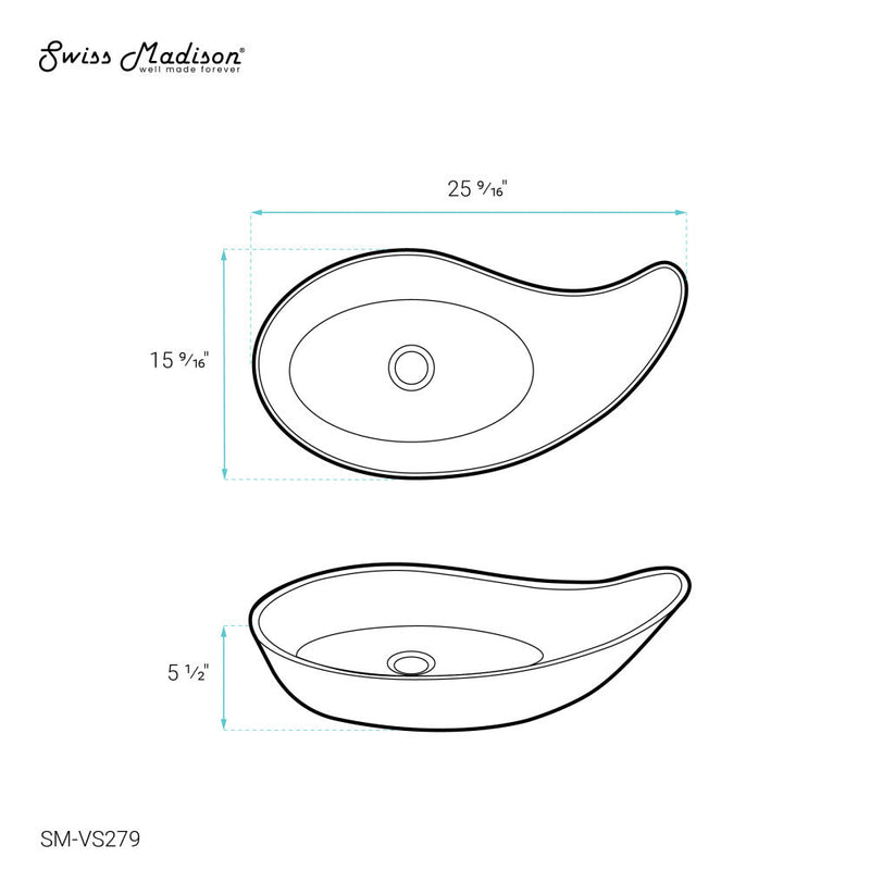 Swiss Madison Daxton Glossy White Ceramic Specialty Vessel Sink 25.5 in - SM-VS279