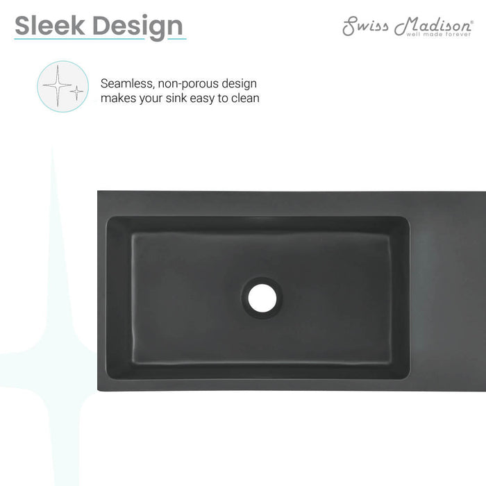 Swiss Madison Delice 24" Rectangle Wall-Mount Bathroom Sink in Matte Black - SM-WS355MB