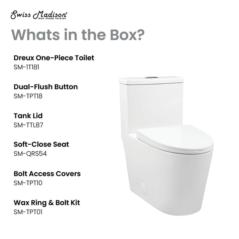 Swiss Madison Dreux One Piece Elongated Dual Flush Toilet with 0.95/1.26 GPF - SM-1T181