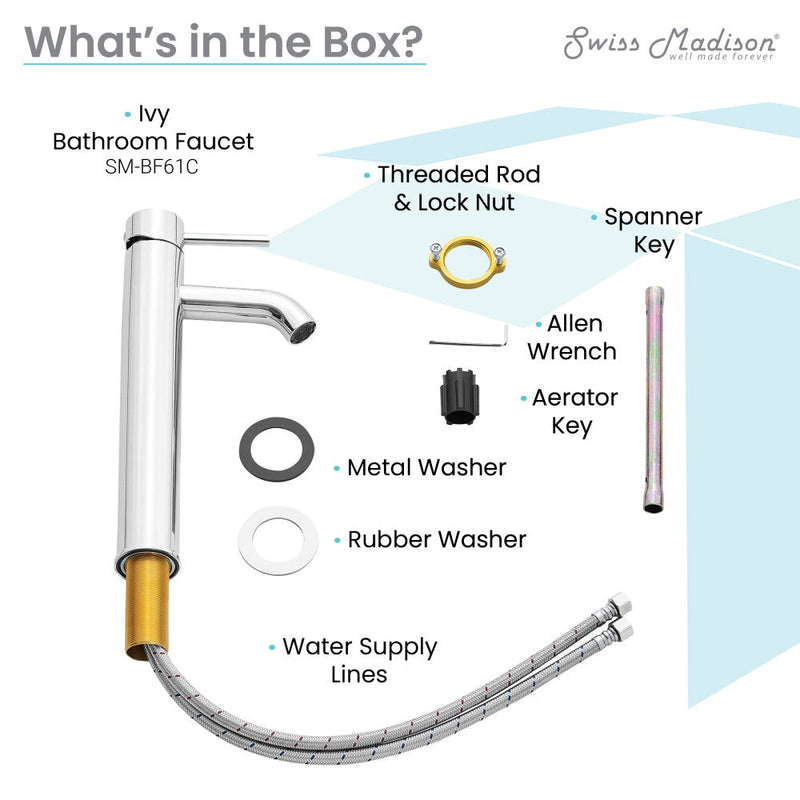 Swiss Madison Ivy Single Hole, Single-Handle, High Arc Bathroom Faucet in Chrome - SM-BF61C