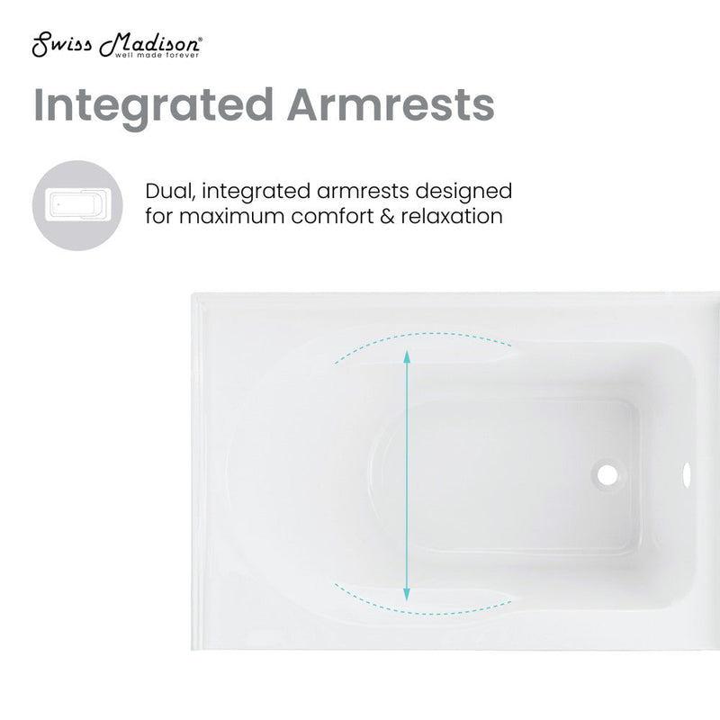 Swiss Madison Ivy 54'' x 30" Bathtub with Apron Right Hand Drain in White - SM-AB521