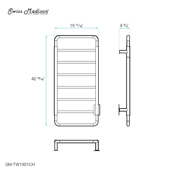 Swiss Madison Ivy 8-Bar Electric Towel Warmer in Chrome - SM-TW1901CH