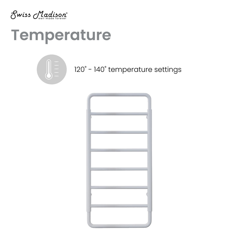 Swiss Madison Ivy 8-Bar Electric Towel Warmer in Matte White - SM-TW1901MW