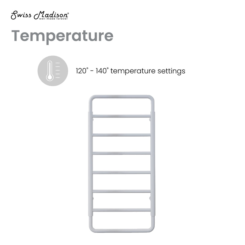 Swiss Madison Ivy 8-Bar Electric Towel Warmer in Matte White - SM-TW1901MW