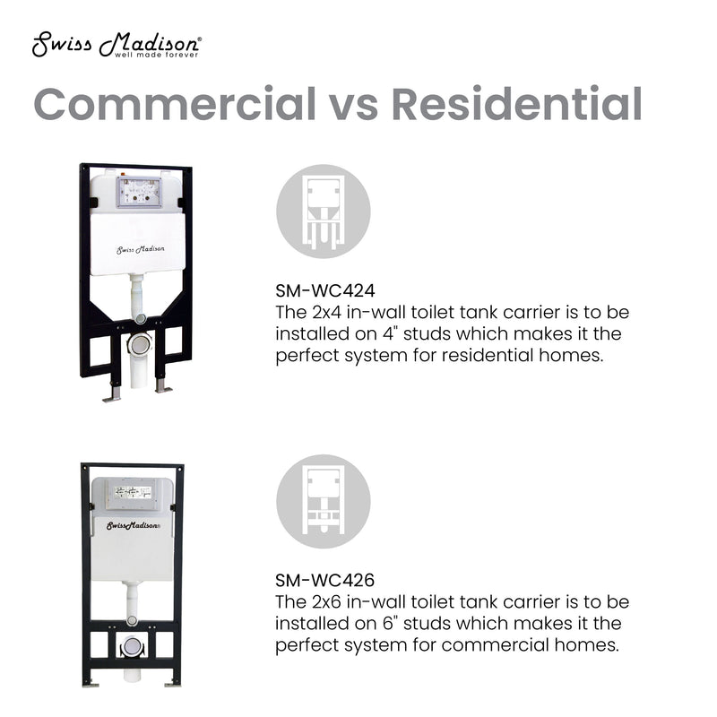 Swiss Madison Ivy Wall Hung Elongated Toilet Bowl, Black Hardware - SM-WT450HB