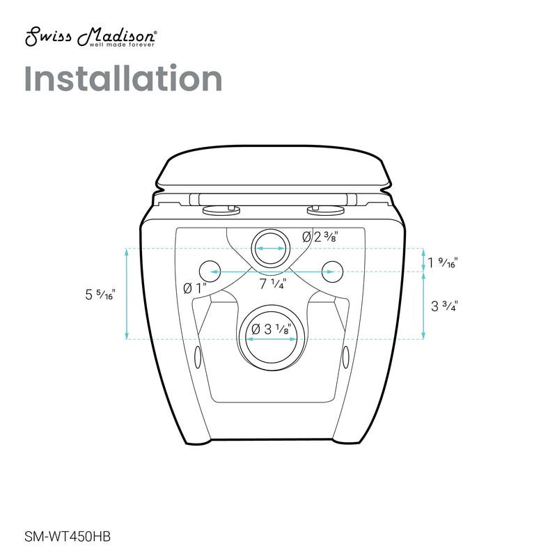 Swiss Madison Ivy Wall Hung Elongated Toilet Bowl, Black Hardware - SM-WT450HB