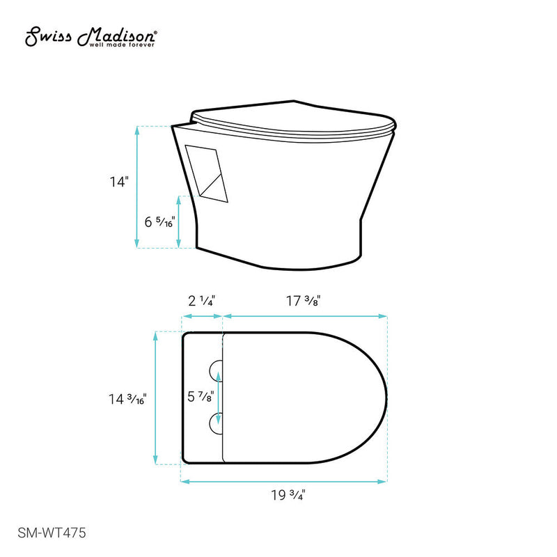 Swiss Madison Ivy II Wall-Hung Elongated Toilet Bowl - SM-WT475