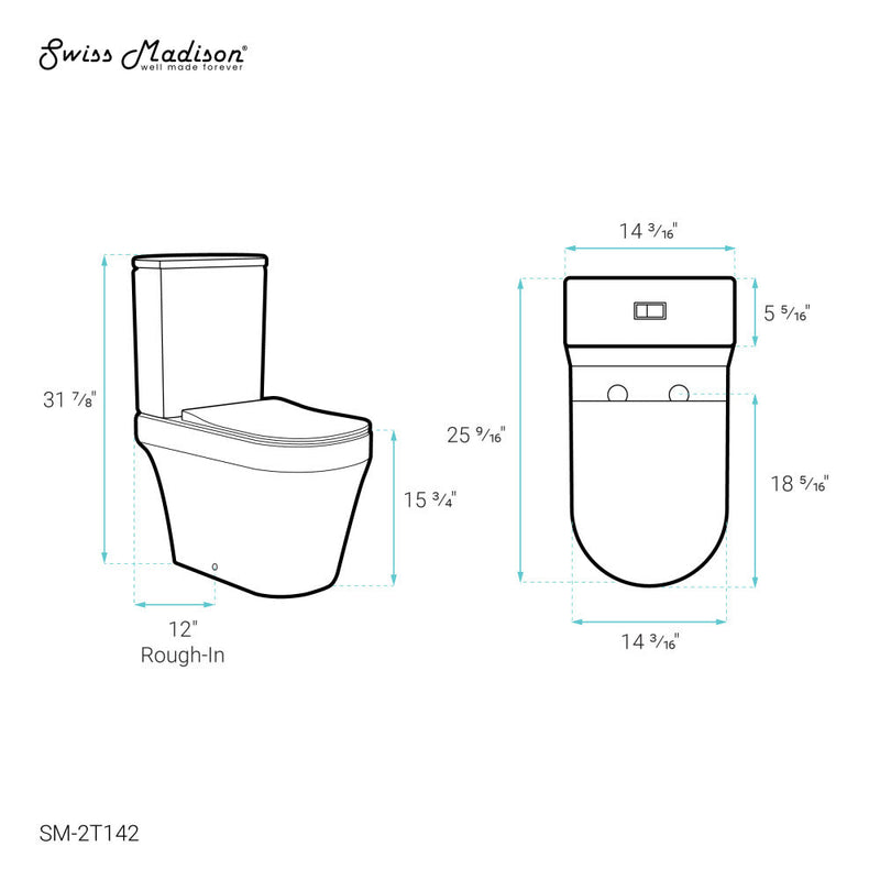 Swiss Madison Lamarck Two-Piece Elongated Toilet Dual-Flush 1.1/1.6 gpf - SM-2T142