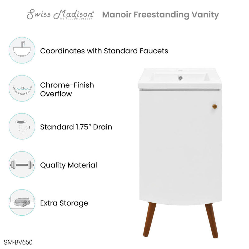 Swiss Madison Manoir 18" Bathroom Vanity in White - SM-BV650