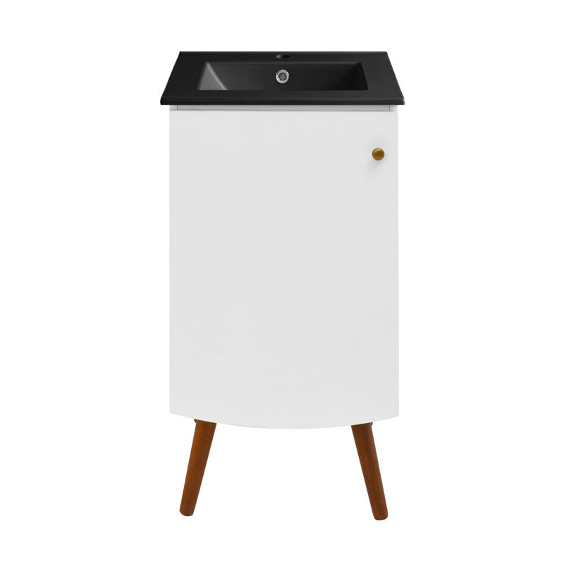 Swiss Madison Manoir 18 in. White Bathroom Vanity With Black Ceramic Sink Top - SM-BV650MB